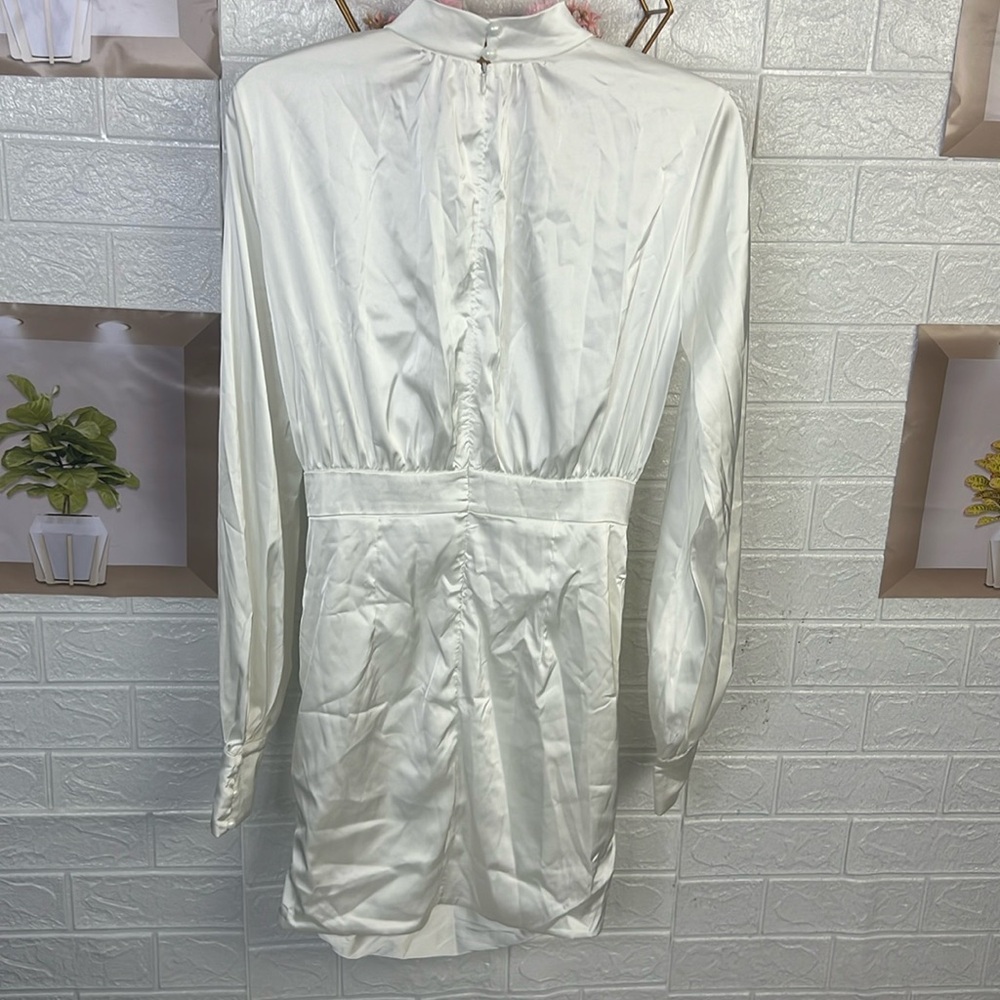 Long sleeve silk dress with ruffles